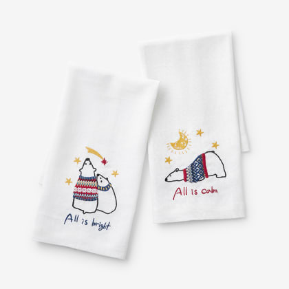 Holiday Linen Guest Towels, Set of 2 - Polar Bears