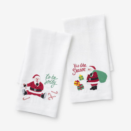 Holiday Linen Guest Towels, Set of 2 - Santa