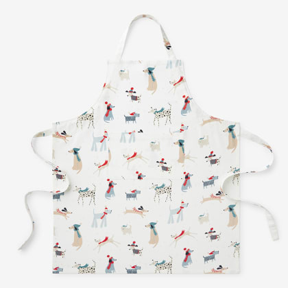 Holiday Printed Cotton Apron - Holiday Dogs