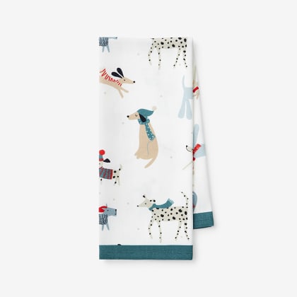 Holiday Tea Towel - Holiday Dogs