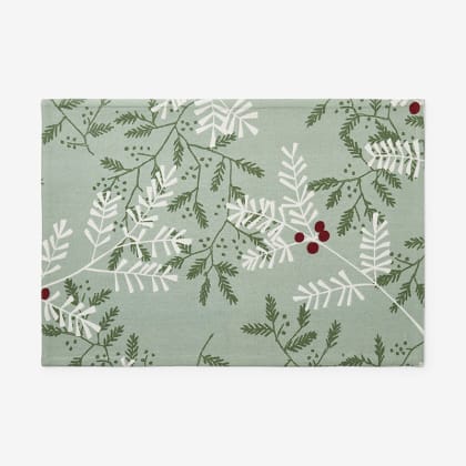Seasonal Printed Cotton Placemat, Set of 4  - Berry Sprig