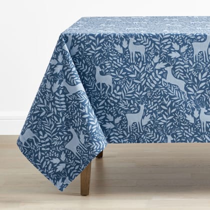 Seasonal Printed Cotton Tablecloth  - Winter Deer