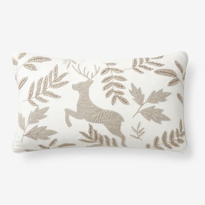 Legends Luxury™ Holiday Pillow Cover - Reindeer Ivory