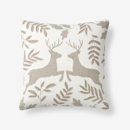 Legends Luxury™ Holiday Pillow Cover - Reindeer Ivory