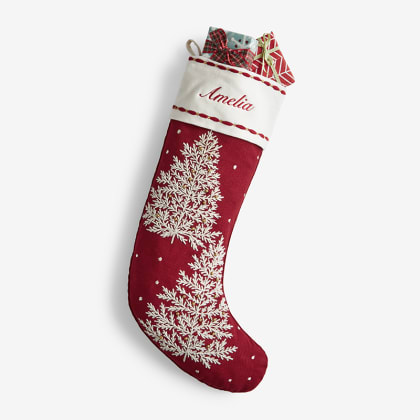 Legends Luxury™ Holiday Stocking - Evergreen Trees Red