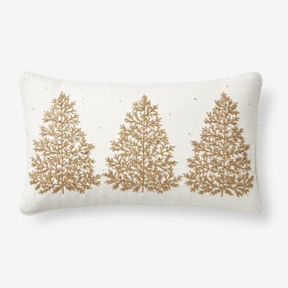 Legends Luxury™ Holiday Pillow Cover - Evergreen Trees Ivory