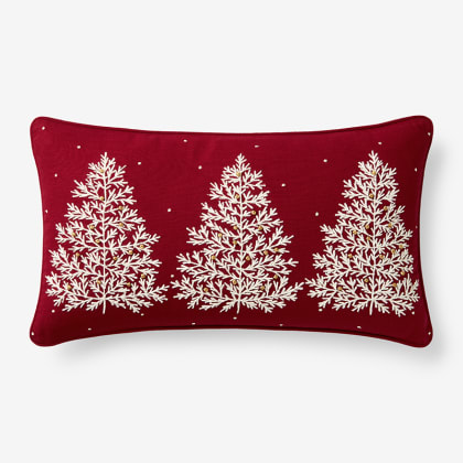 Legends Luxury™ Holiday Pillow Cover - Evergreen Trees Red