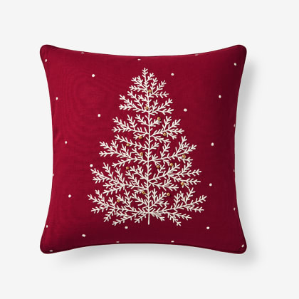 Legends Luxury™ Holiday Pillow Cover - Evergreen Trees Red