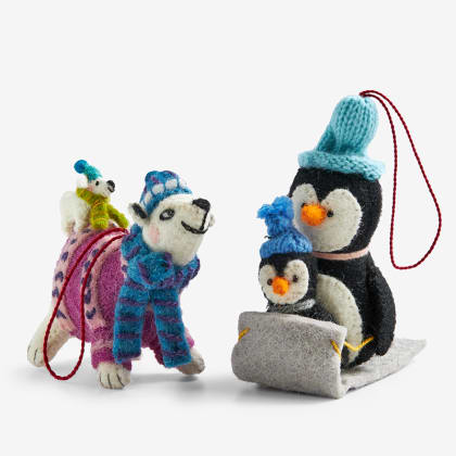 Holiday Felt Ornaments - Penguin & Polar Bear