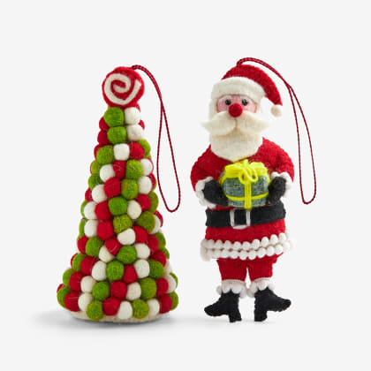 Holiday Felt Ornaments - Santa & Tree