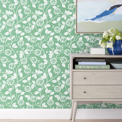 The Company Store x Wallshoppe Leaves Wallpaper - White/Green