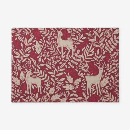 Seasonal Printed Cotton Placemat, Set of 4 - Red Deer