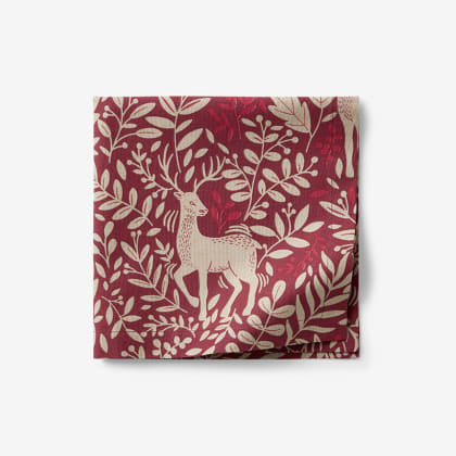 Seasonal Printed Cotton Napkins, Set of 4 - Red Deer