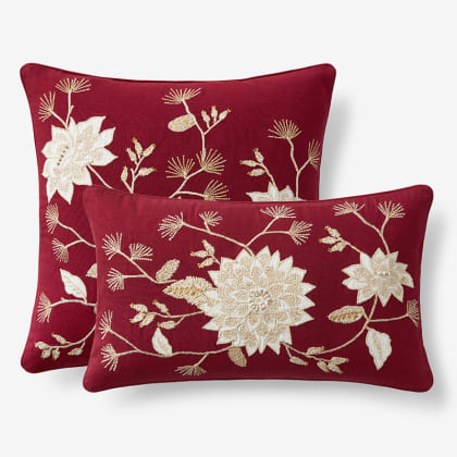 Legends Luxury™ Holiday Pillow Cover - Pinecone Flower Red