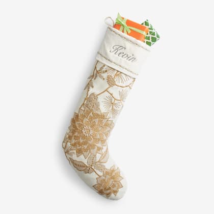 Legends Luxury™ Holiday Stocking - Pinecone Flower Ivory
