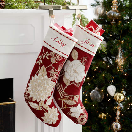 Legends Luxury™ Holiday Stocking - Pinecone Flower Red