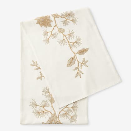 Legends Luxury™ Holiday Table Runner - Pinecone Flower Ivory