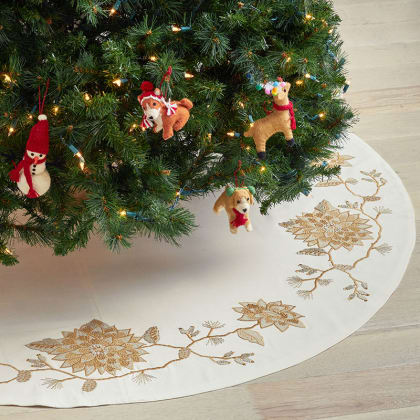 Legends Luxury™ Holiday Tree Skirt - Pinecone Flower Ivory