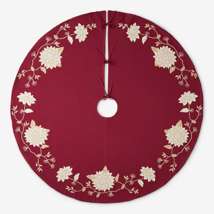 Legends Luxury™ Holiday Tree Skirt - Pinecone Flower Red
