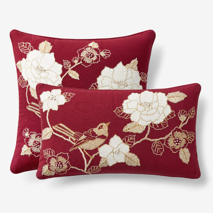 Legends Luxury™ Holiday Pillow Cover - Winter Bird Red