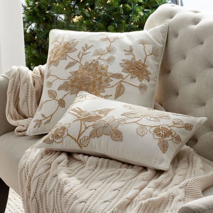 Legends Luxury™ Holiday Pillow Cover - Winter Bird Ivory