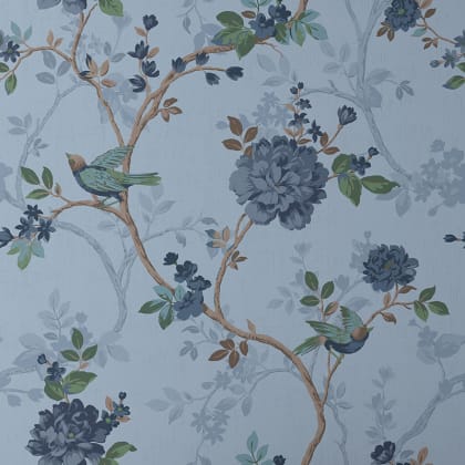 The Company Store x Wallshoppe Traditional Bird Wallpaper  - Traditional Bird Blue
