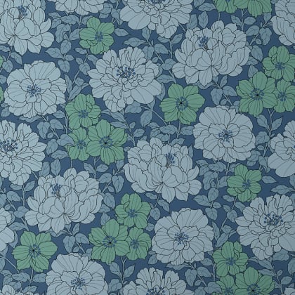 The Company Store x Wallshoppe Large Blooms Wallpaper  - Large Blooms Blue