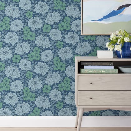 The Company Store x Wallshoppe Large Blooms Wallpaper  - Large Blooms Blue