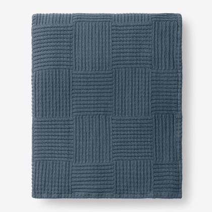 Large Basketweave Blanket - Sea Blue