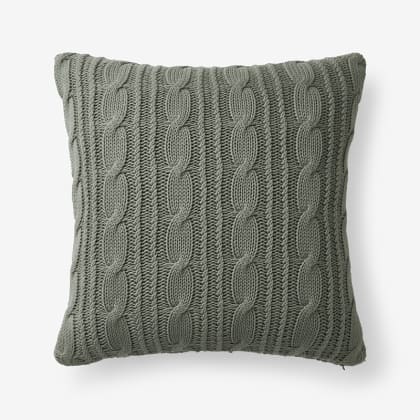 Chunky Cable Knit Decorative Pillow  - Khaki/Green