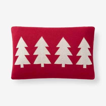 Holiday Knit Pillow Cover - Ivory/Red