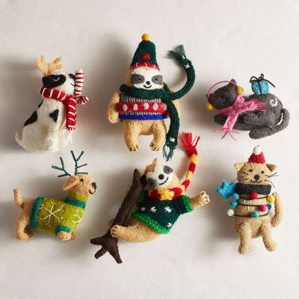 Holiday Felt Ornaments - Sloths