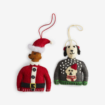 Holiday Felt Ornaments - Ugly Sweater Dogs