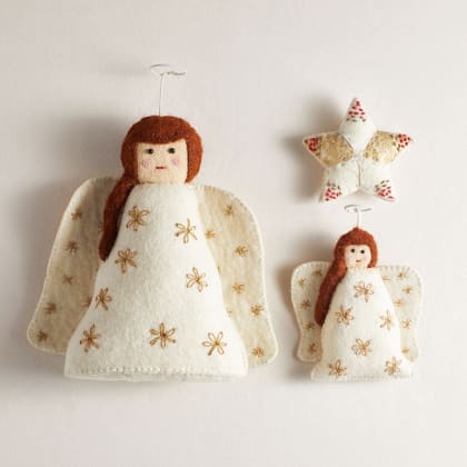 Holiday Felt Ornaments - Angel and Star