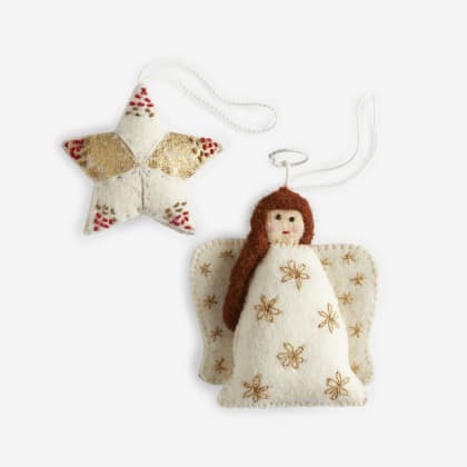 Holiday Felt Ornaments - Angel and Star