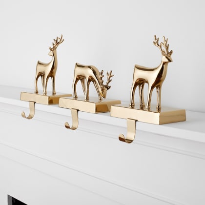 Reindeer Holiday Stocking Holders, Set of 3