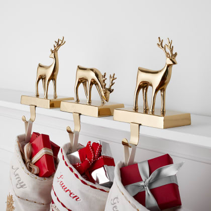 Reindeer Holiday Stocking Holders, Set of 3