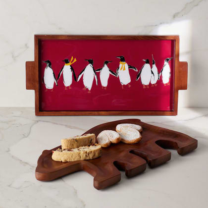 Holiday Wood Platter - Penguins