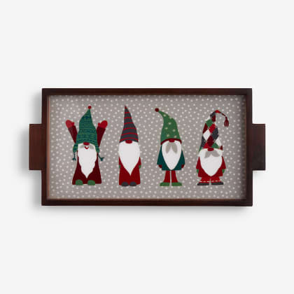 Wood Rectangle Holiday Platter - Gnome