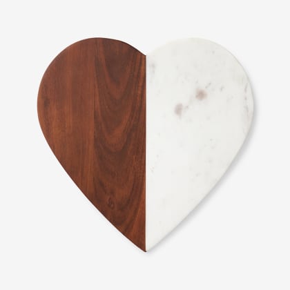 Marble & Wood Serving Board - Heart