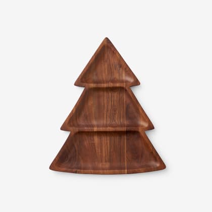 Holiday Carved Wood Platter - Tree