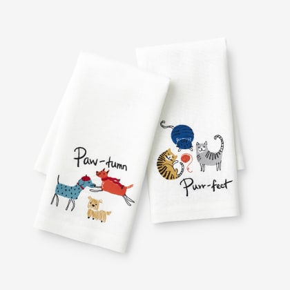Fall Linen Guest Towels - Cats and Dogs
