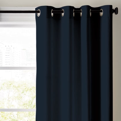 Room Darkening Grommet Top or Rod Pocket Window Curtain - Navy