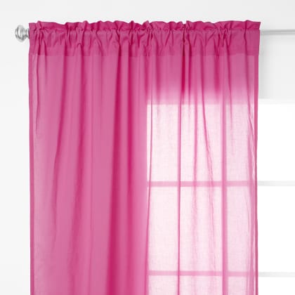 Chambray Voile Yarn-Dyed Rod Pocket Window Curtain - Peony