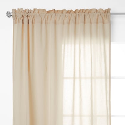 Chambray Voile Yarn-Dyed Rod Pocket Window Curtain - Wheat