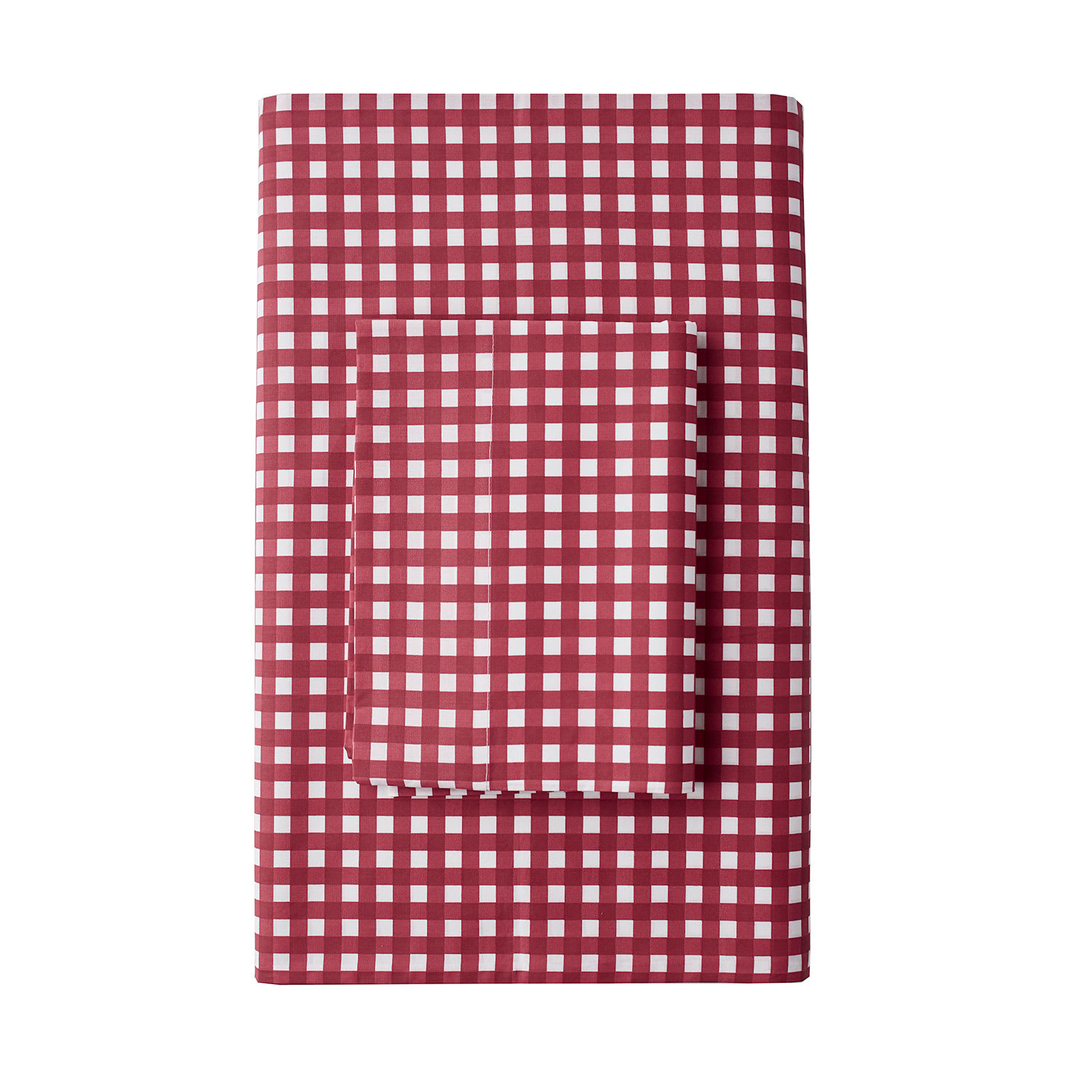 Company Kids™ Gingham Cotton Percale Flat Sheet - Classic Red