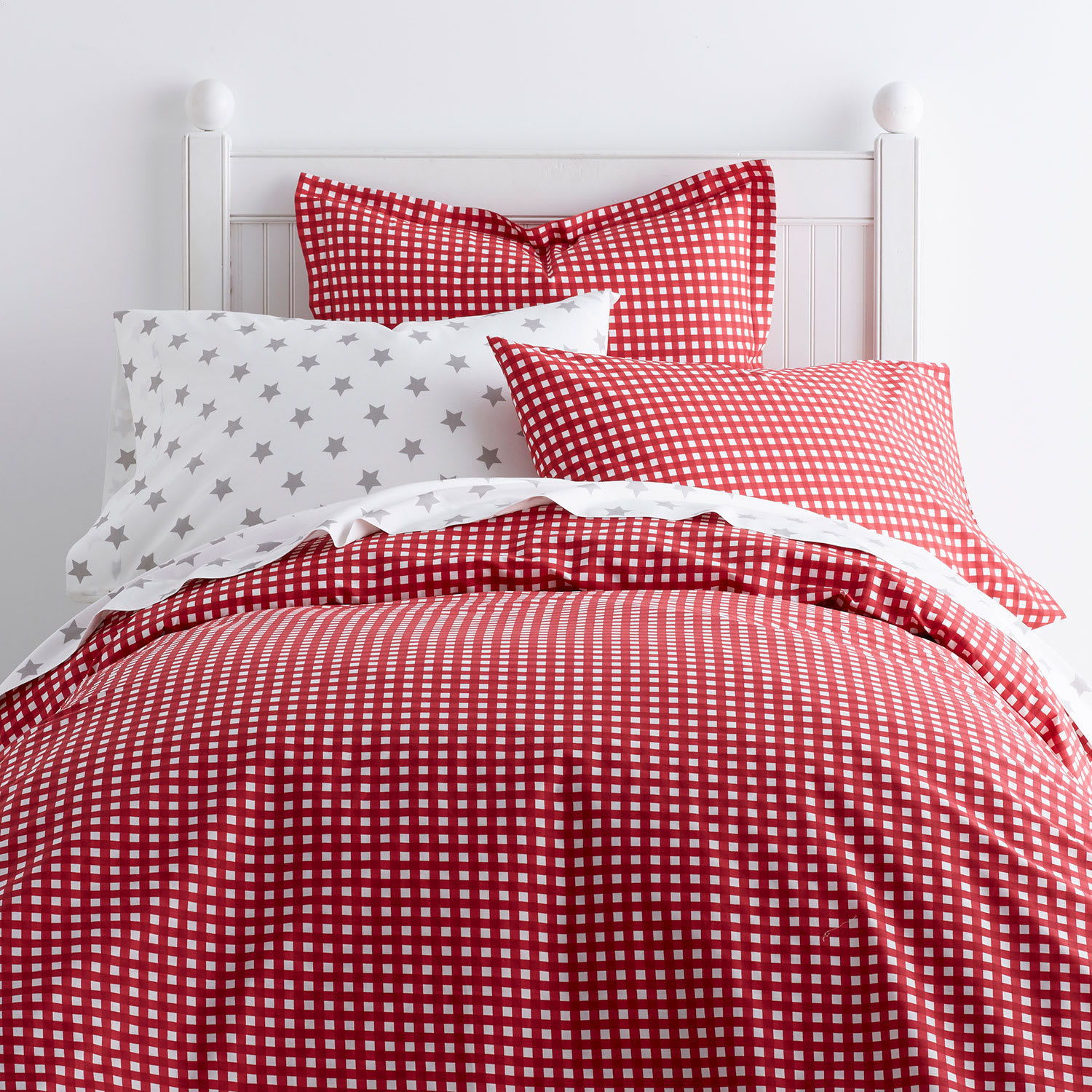 Company Kids™ Gingham Cotton Percale Duvet Cover - Classic Red