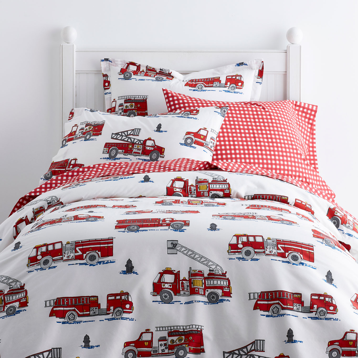 Company Kids™ Fire Truck Cotton Percale Duvet Cover