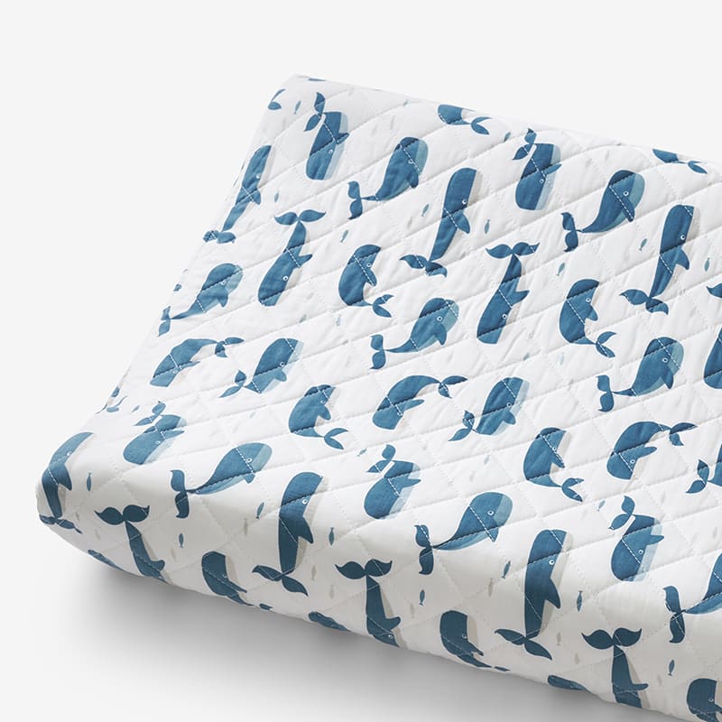 Company Kids™ Whale School Organic Cotton Percale Quilted Changing Pad Cover