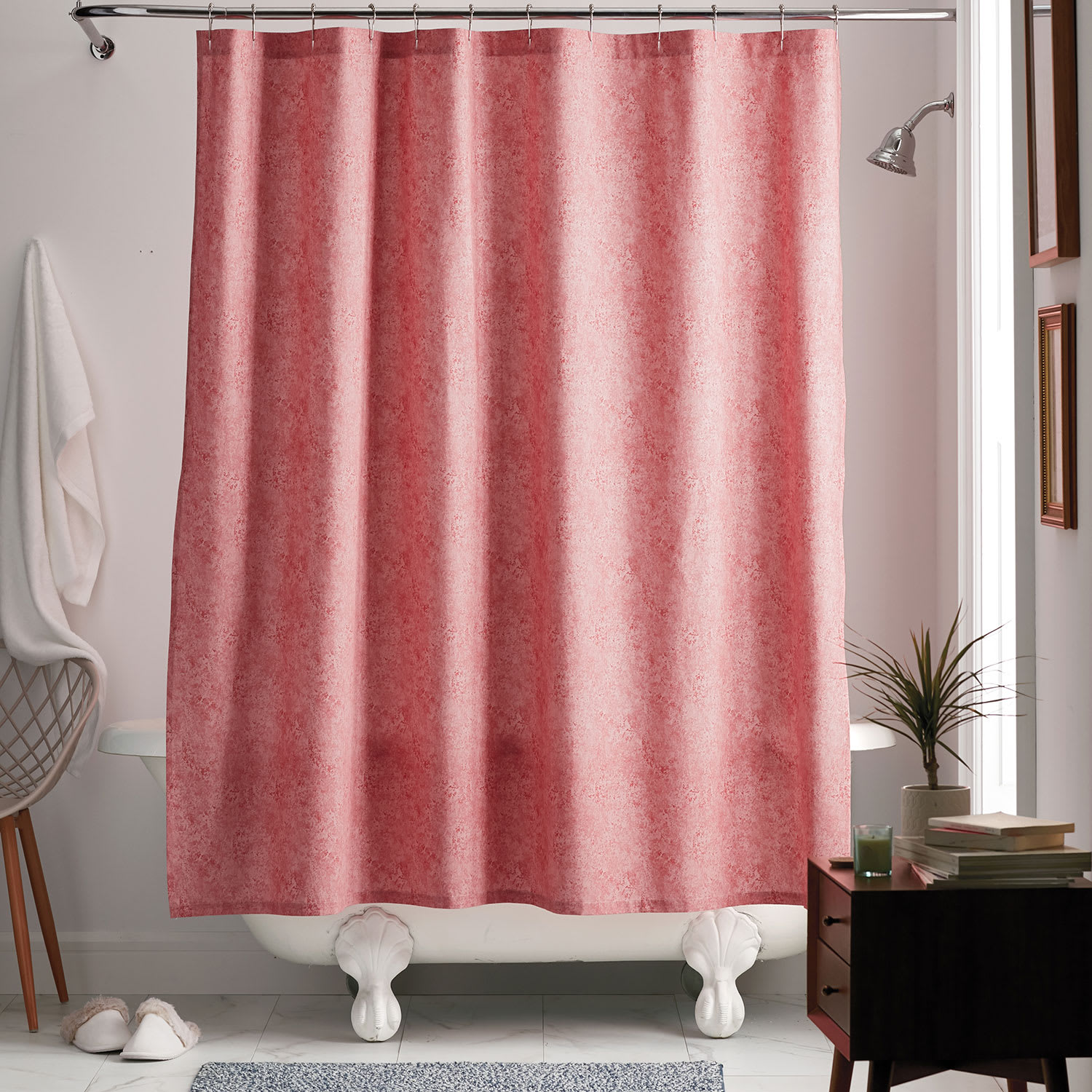 Cstudio Home Vintage Wash Organic Cotton Percale Shower Curtain - Terracotta